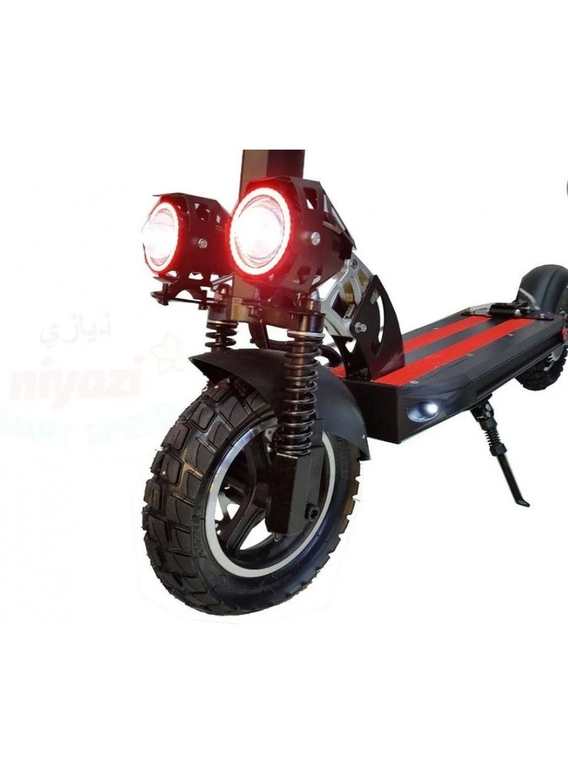 48V Electric Scooter – 500W Motor | Dual Front LED Headlights | 12Ah Battery | 3 Speed Modes | Front & Rear Suspension | 10-Inch Desert Tires | Foldable | Digital Display - Image 3